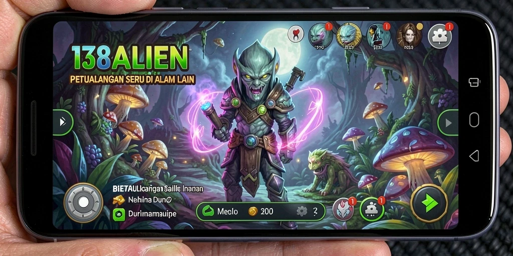 Screenshot petualangan mendebarkan di dunia alien.