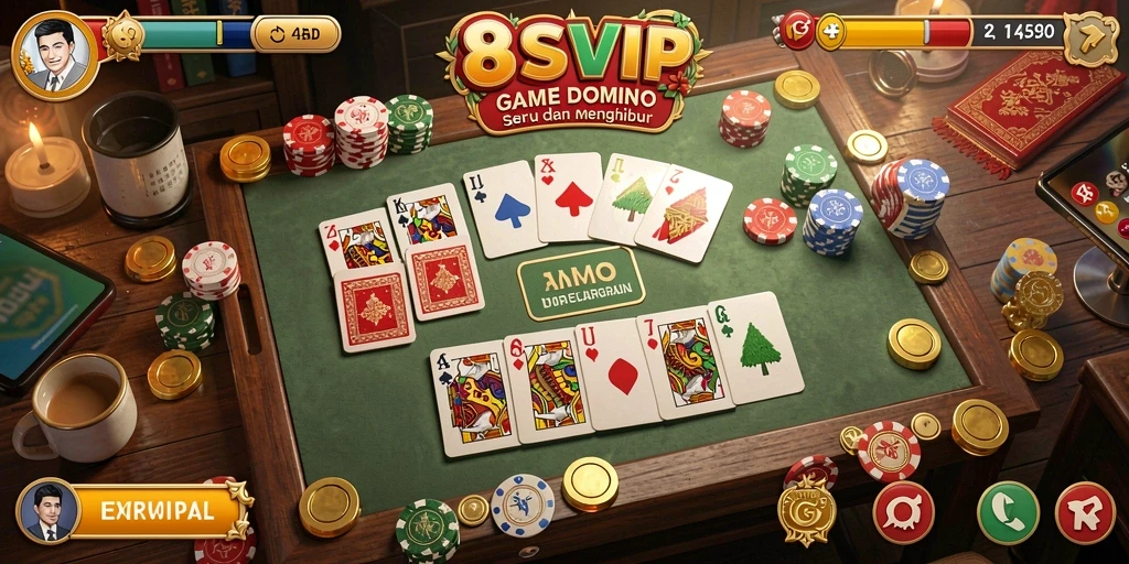 Tampilan gameplay seru dari 8SVIP saat bermain Domino.