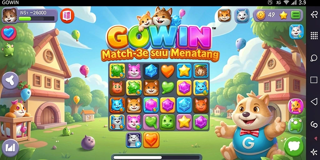 Tampilan menarik dari gameplay GOWIN yang seru dan penuh warna.