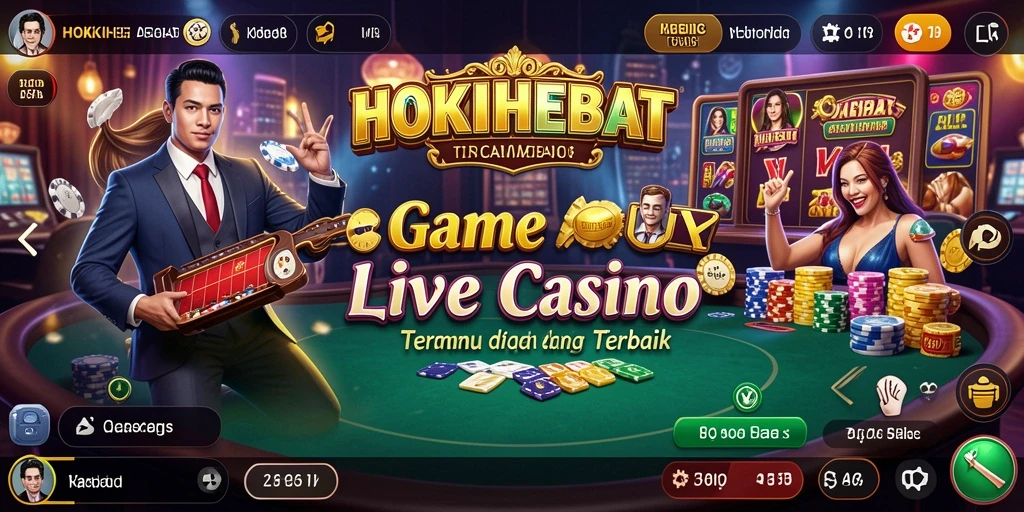 Screenshot gameplay HOKIHEBAT menampilkan dealer dan pemain berinteraksi langsung.
