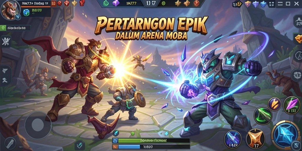 Tangkapan layar gameplay INA777 yang menampilkan aksi seru dalam arena MOBA.