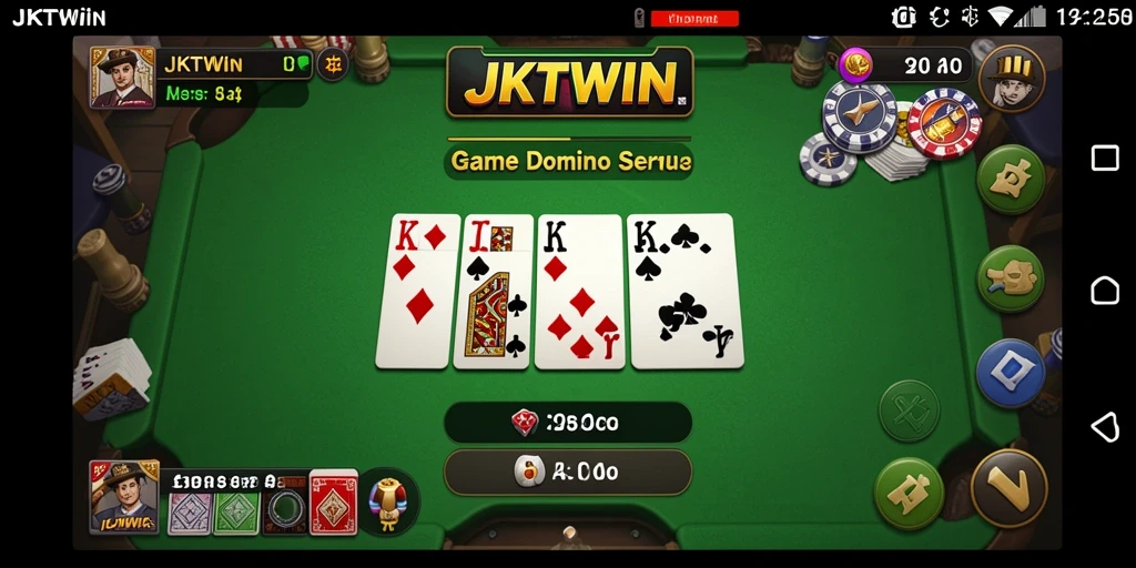 Screenshot JKTWIN menampilkan serunya bermain Domino dengan teman.
