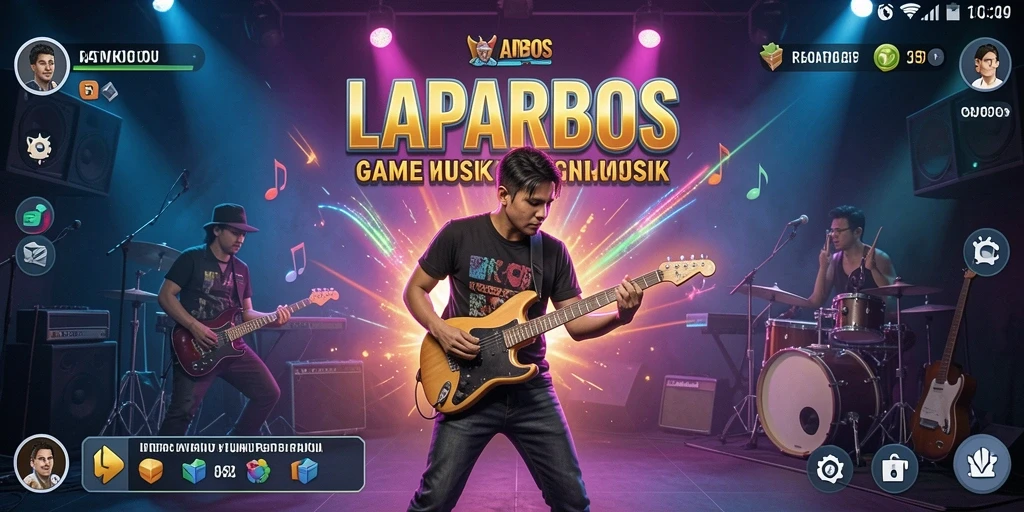 Tampilan gameplay LAPARBOS yang menarik dengan berbagai lagu.