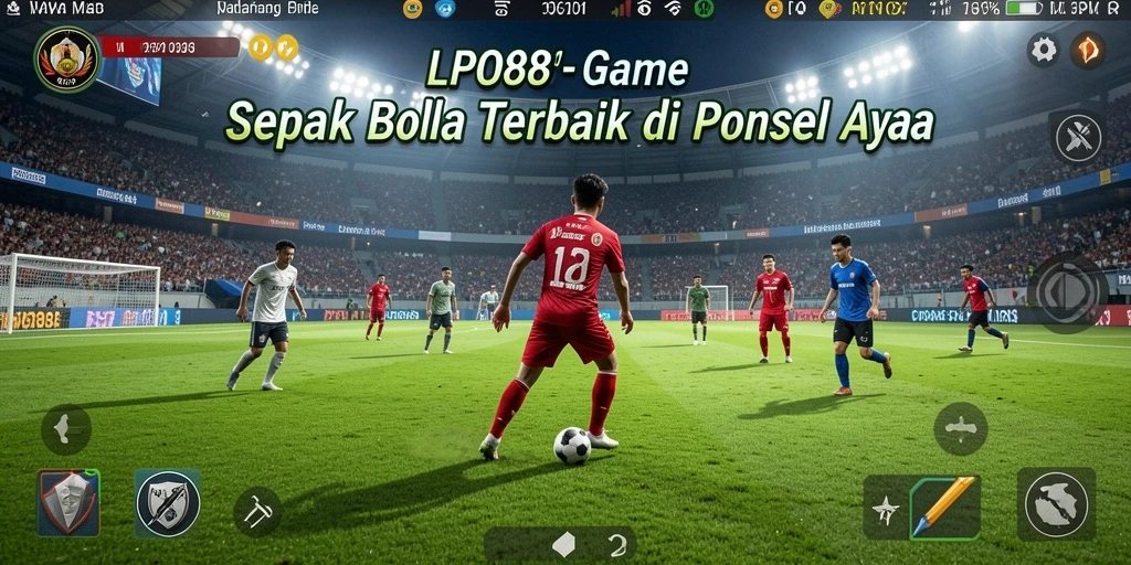 Screenshot utama LPO88 menampilkan aksi seru permainan sepak bola.