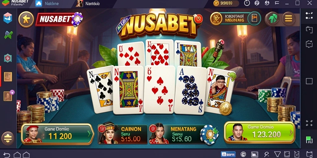 Menampilkan gameplay seru permainan Domino di NUSABET.