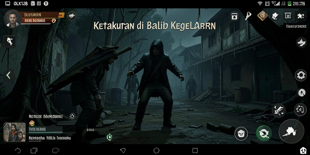 Tampilan gameplay menakutkan di OLX128 dengan suasana angker.