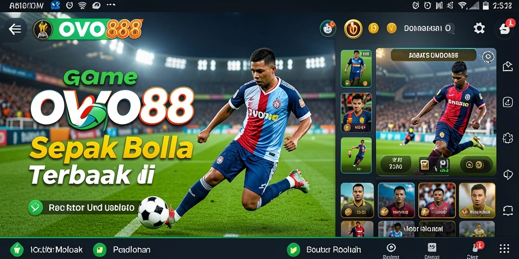Gameplay seru OVO88 dengan grafik sepak bola realistis.