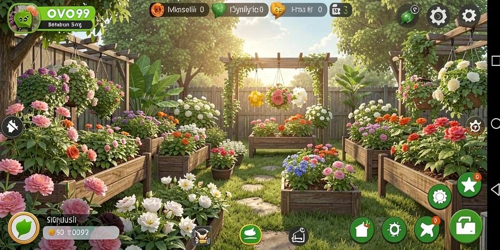 Screenshot OVO99 menunjukkan keseruan gameplay bertani yang interaktif.