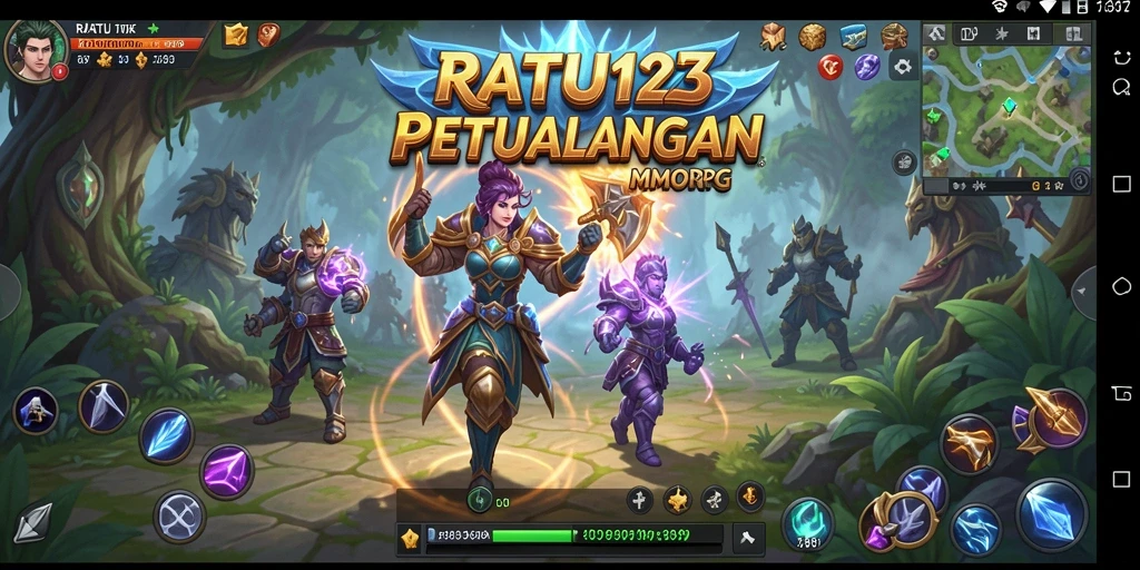 Screenshot menunjukkan petualangan seru dalam MMORPG RATU123.