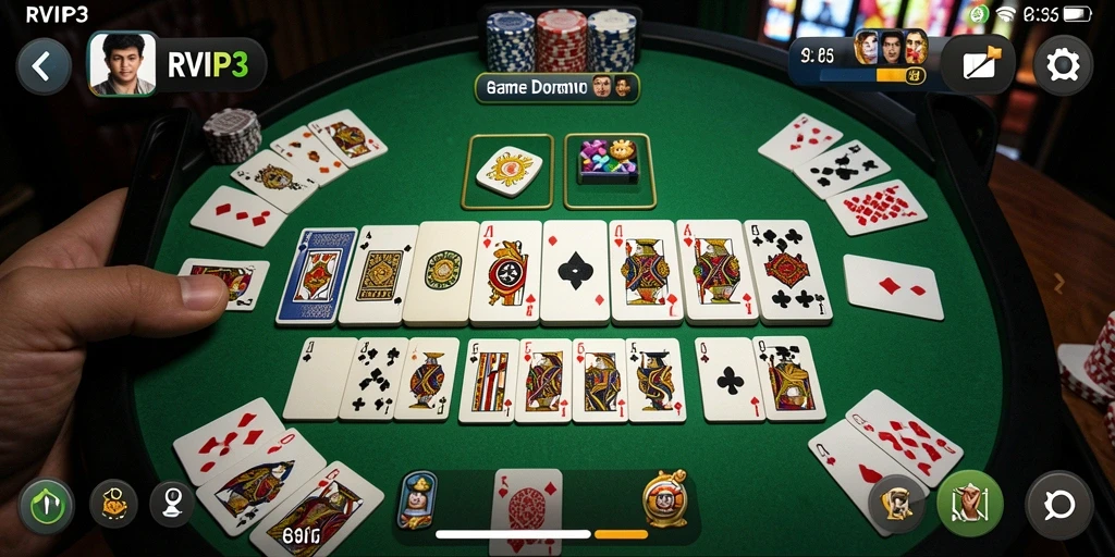 Tampilan screenshot RVIP3 menampilkan keseruan gameplay Domino.