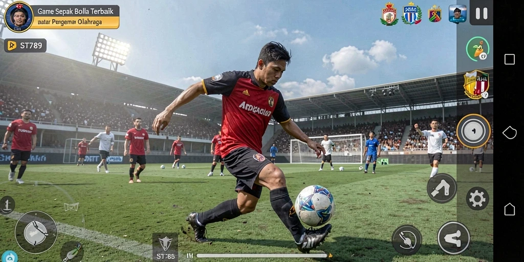 Tampilan utama ST789 menampilkan pertandingan sepak bola yang seru dan dinamis.