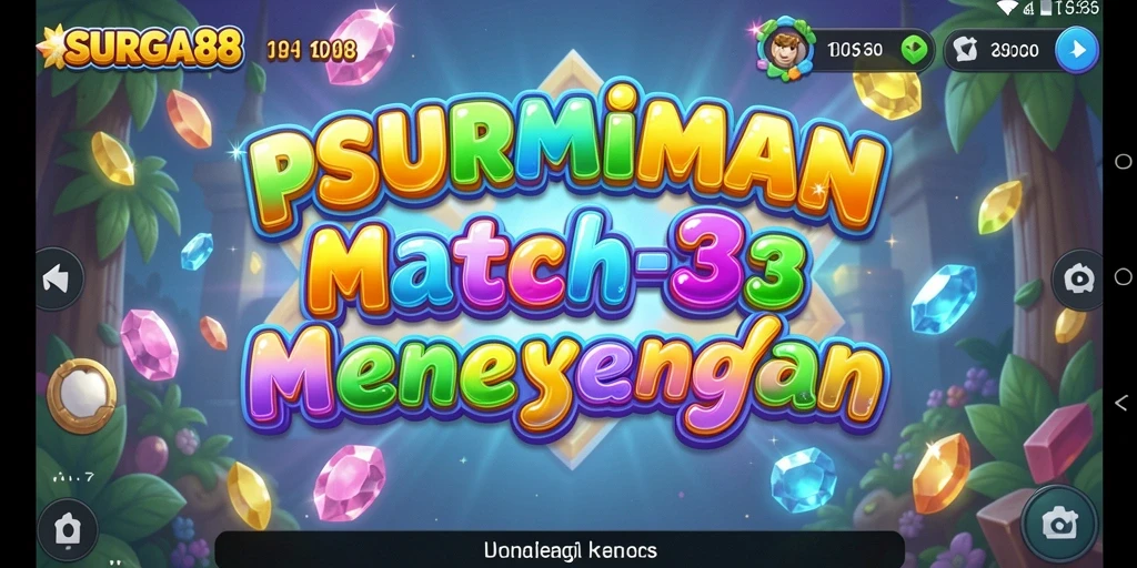 Tangkapan layar gameplay SURGA88 menampilkan aksi mencocokkan permata yang seru.