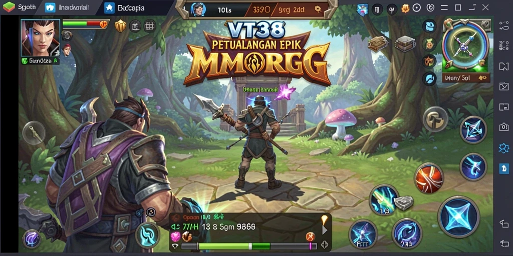 Screenshot VT38 menunjukkan pertempuran epik dalam dunia MMORPG.